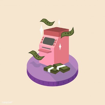 Illustration of money and an ATM machine | Free stock vector - 60298