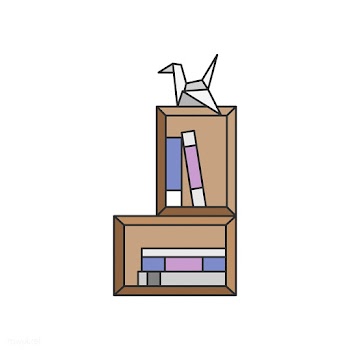Illustration of origami and a book shelf | Free stock vector - 399462
