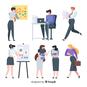 Illustration of people working at the office Free Vector