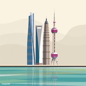 Illustration of Shanghainese landmark skyscra.. | Free stock vector - 393674