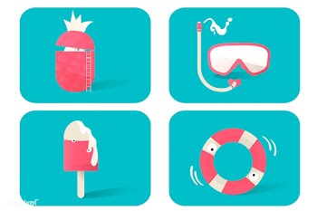 Illustration of summer icons set on blue back.. | Free stock vector - 384834