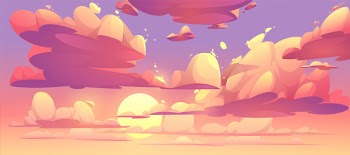 Illustration of sunset sky with clouds Free Vector