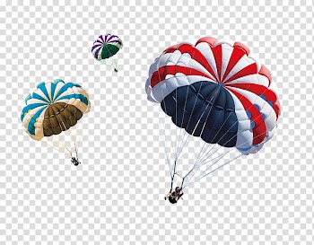 Illustration of three people on parachutes, Parachute Parachuting , parachute transparent background PNG clipart