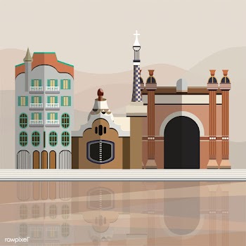 Illustration of tourist attractions in Barcel.. | Free stock vector - 393682