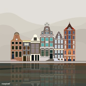 Illustration of traditional European canal ho.. | Free stock vector - 393656