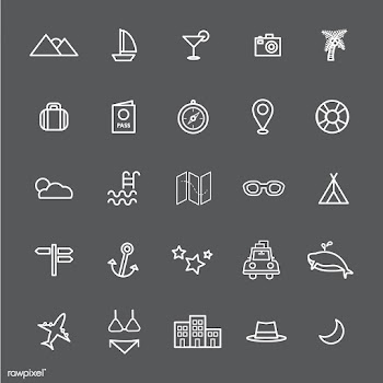 Illustration of travel icons set | Free stock vector - 389474