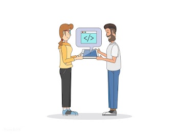 Illustration of two programmers | Free stock vector - 399514