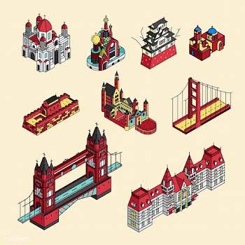 Illustration of world well known tourist spot.. | Free stock vector - 380854