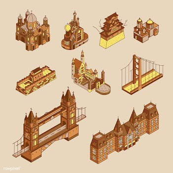 Illustration of world well known tourist spot.. | Free stock vector - 381194