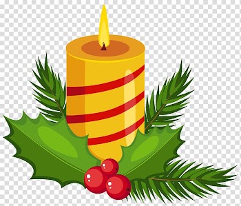 Illustration of yellow candle, Candle Christmas Advent, Christmas Holly Candle transparent background PNG clipart