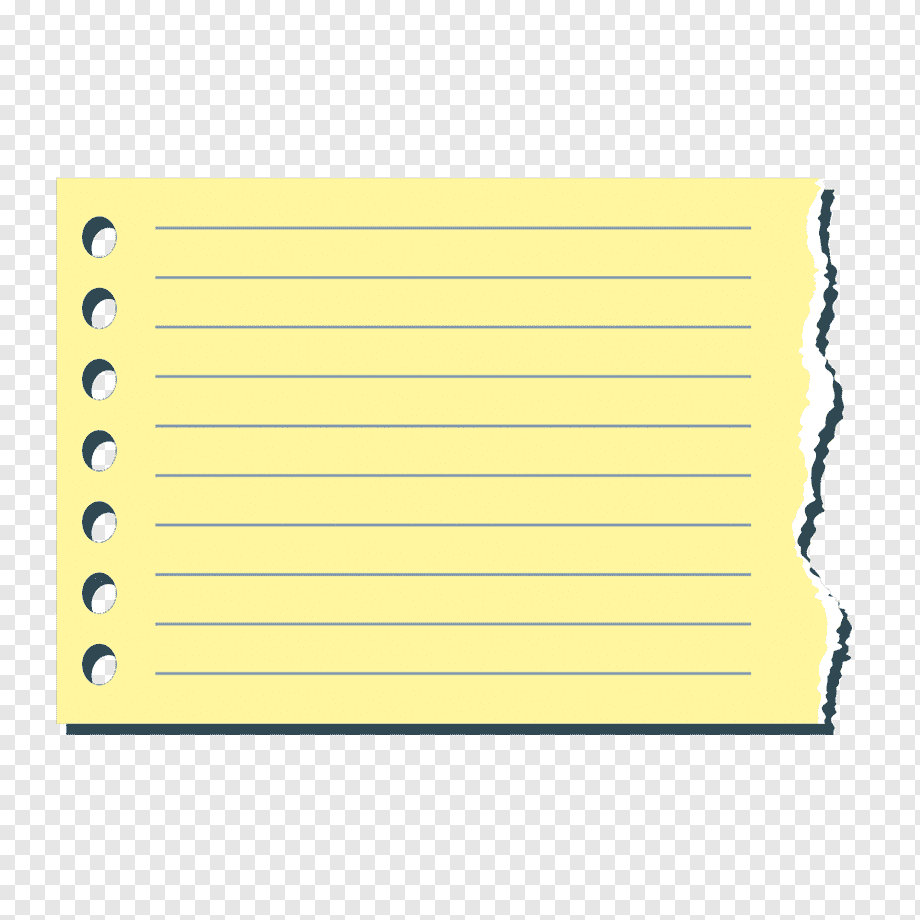 illustration of yellow inline paper, Paper Notebook Post-it note, torn notebook paper sheet material, border, angle, text png