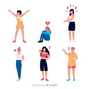 Illustration of young people emotions Free Vector