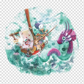 Illustration, out of the sea fishing dragon transparent background PNG clipart