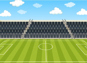 Illustration scene with football field and stadium Free Vector