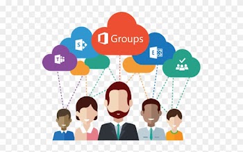 Illustration Showing Group Of 5 People With Clouds - Welcome To Office 365