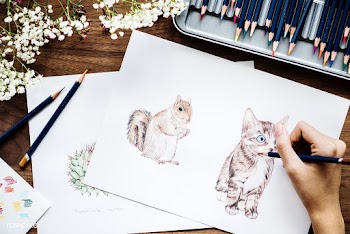 Illustrationist coloring adorable animals wor.. | Free stock psd mockup - 385181