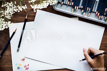 Illustrationist workspace concept with copy space