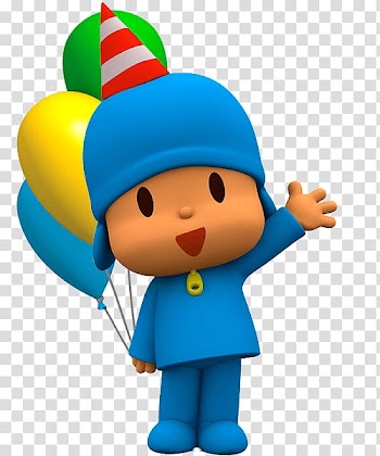 Illustratoin, Pocoyo Holding Balloons transparent background PNG clipart