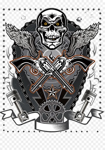 Illustrator Punk rock Illustration - Punk double skeleton skull non-mainstream star illustration wings 