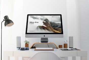 iMac Pro in Desk Free Mockup