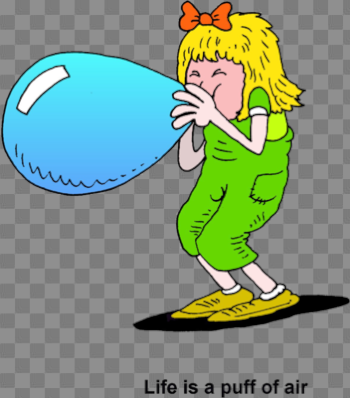 Image: Girl Blowing up Balloon - Life is a puff of air | Christart.com