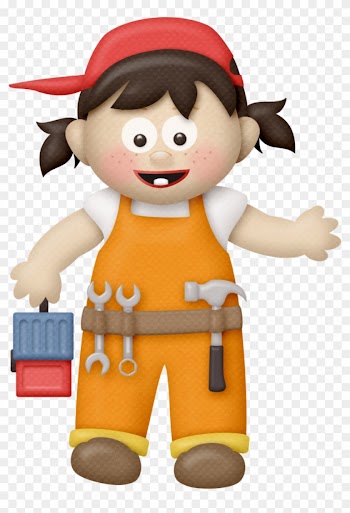 Image Petite Fille, Fille Garçon, Petites Filles, Ouvrier - Girl Construction Worker Clipart