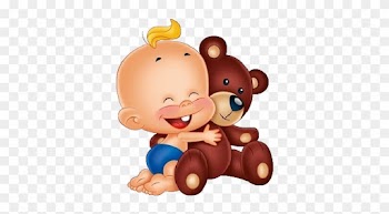 Images Are On A Transparent Background Cute Baby Holding - Baby And Teddy Bear Cartoon