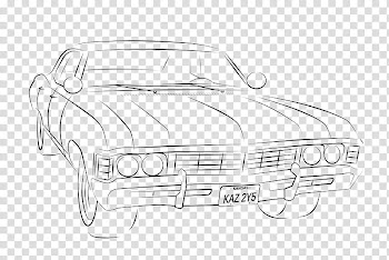 Impala High Resolution line drawing, car sketch transparent background PNG clipart