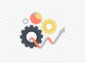 Implementation Icon - Vector gears and arrow 