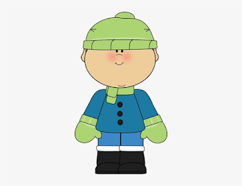 In A Green Scarf Cap Gloves Blue Winter Coat And Snow - Winter Boy ...