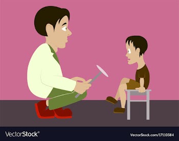 In flat design doctor neurologist checks reflexes vector image