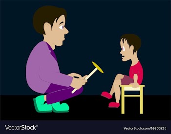 In flat design doctor neurologist checks reflexes vector image