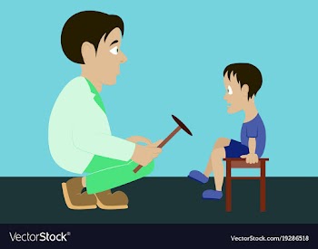 In flat design doctor neurologist checks reflexes vector image