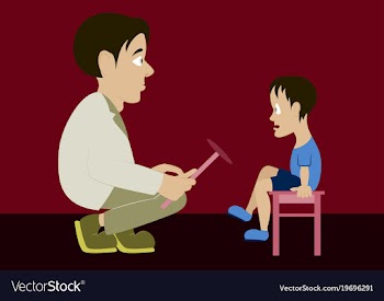 In flat design doctor neurologist checks reflexes vector image