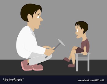 In flat design doctor neurologist checks reflexes vector image
