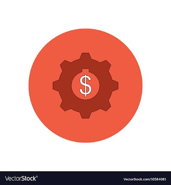 In flat design of cogwheel vector image