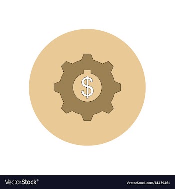 In flat design of cogwheel vector image