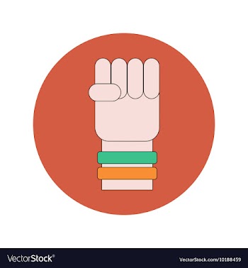 In flat design of hand with vector image