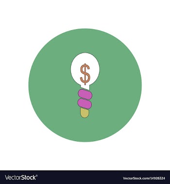 In flat design of light bulb vector image