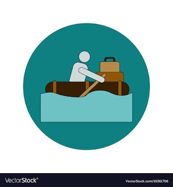 In flat design of man on raft vector image