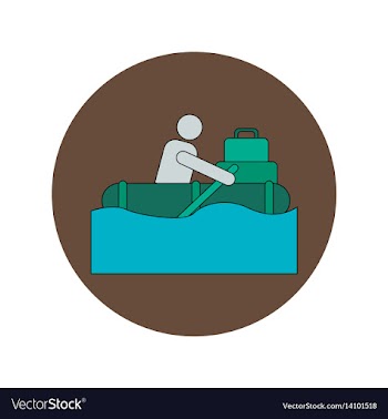 In flat design of man on raft vector image
