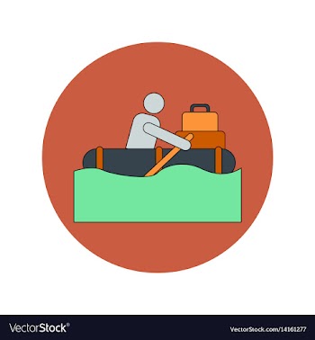 In flat design of man on raft vector image