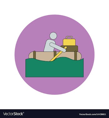 In flat design of man on raft vector image