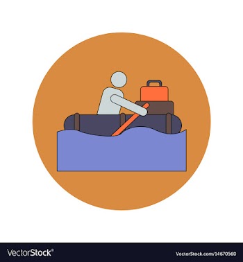 In flat design of man on raft vector image