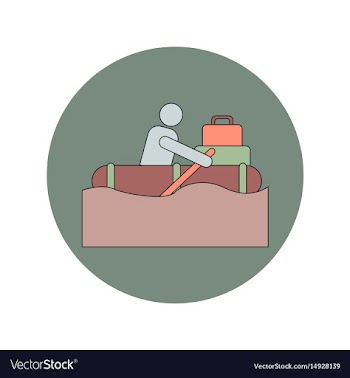 In flat design of man on raft vector image