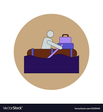 In flat design of man on raft vector image