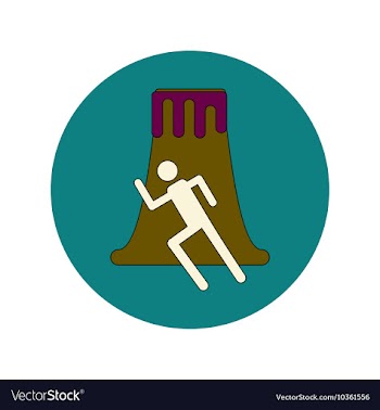 In flat design of volcano and vector image