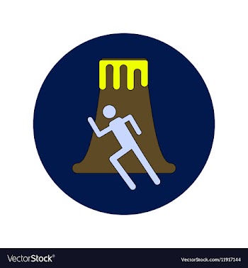 In flat design of volcano and vector image