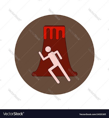 In flat design of volcano and vector image