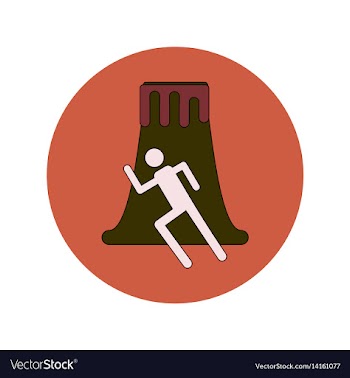 In flat design of volcano and vector image